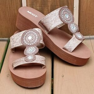 Women’s Mixit Python Strap Wedge Flip-Flops Sandal Size 7